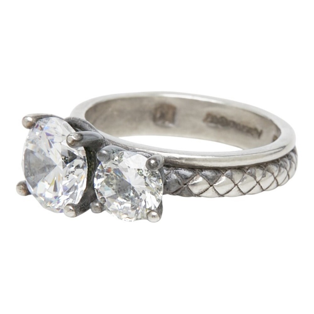 BOTTEGA VENETA Silver Zircon Intrecciato Ring